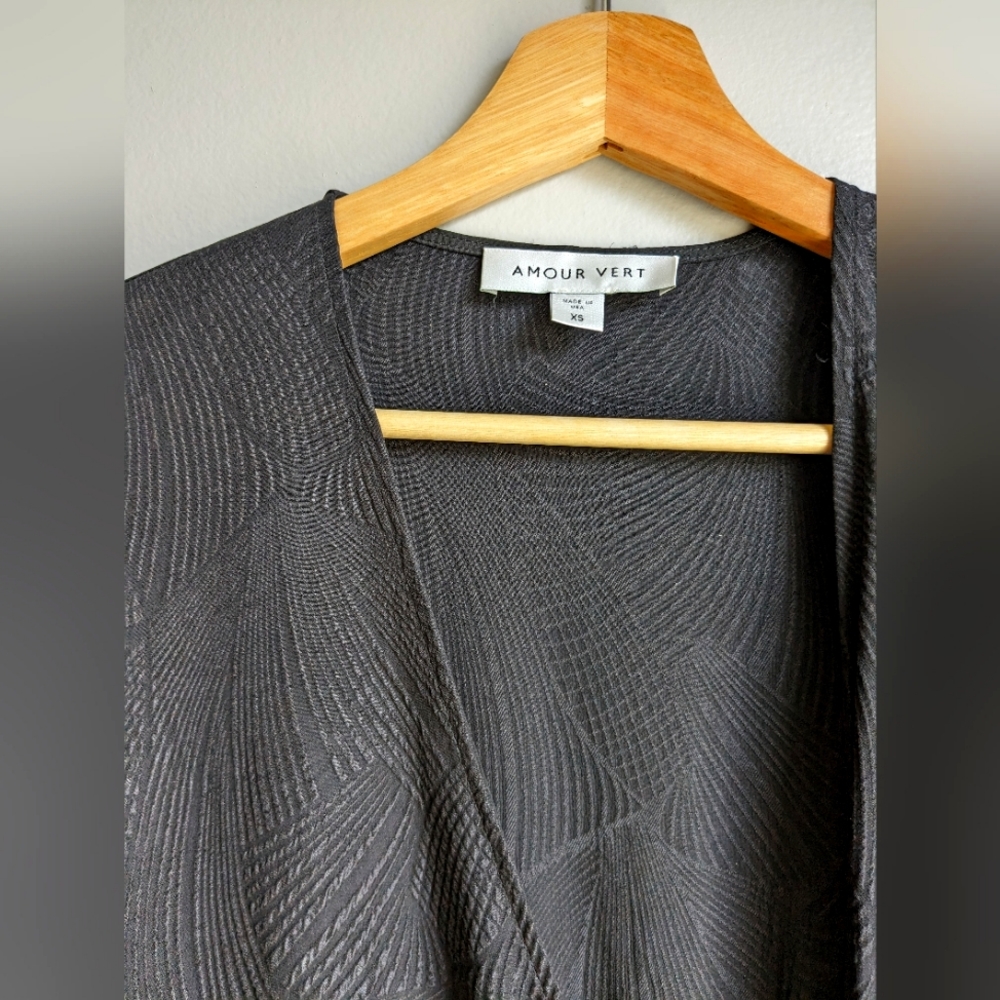 Amour Vert silk textured black wrap dress XS - Picture 6 of 8